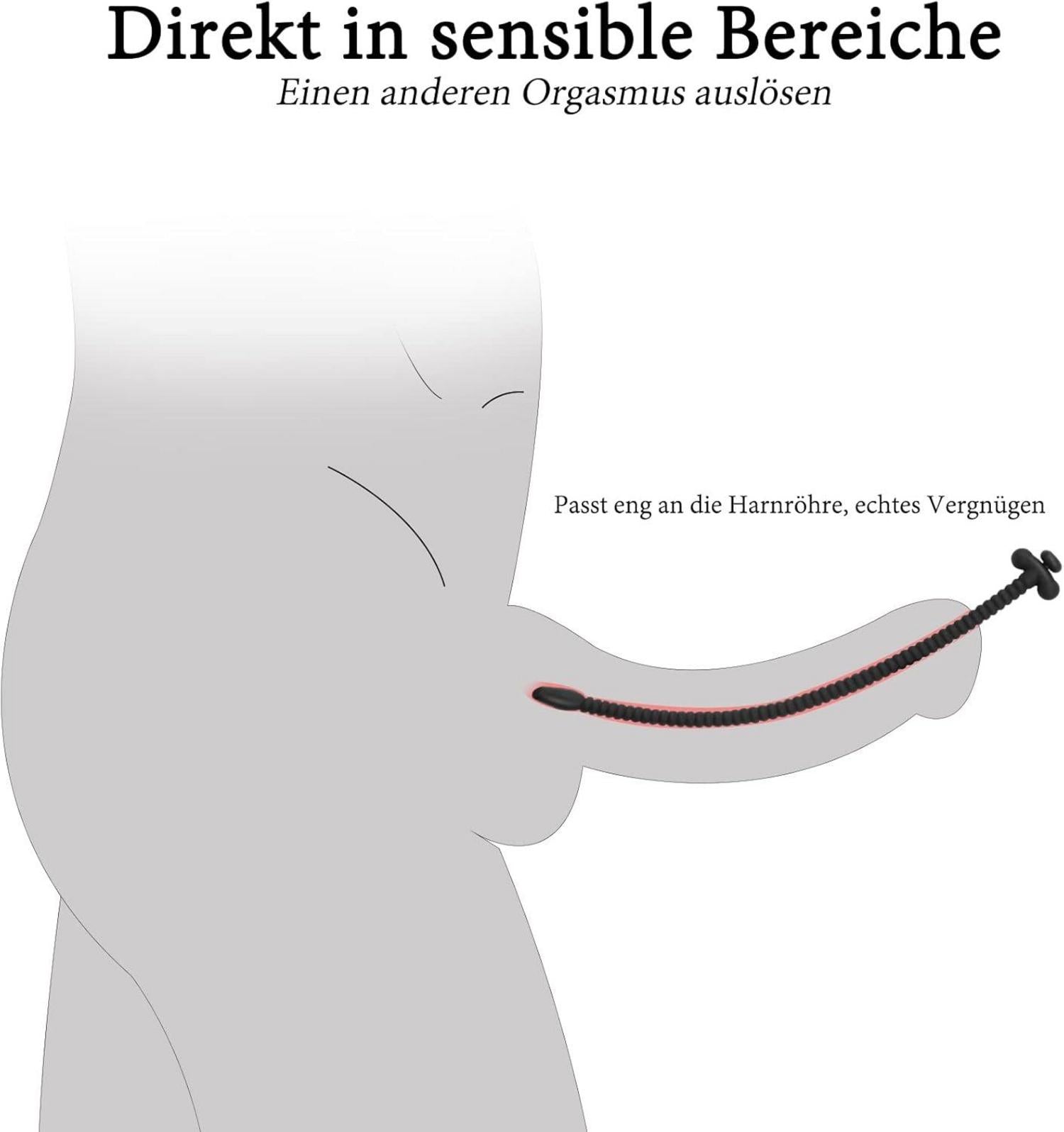 Dilator Harnröhre Silikon Penis Plug mit Stecker 3 Größen Schwarz