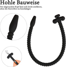 Silikon Penis Plug Hohl Dilator Stecker 3 Größen 7mm Schwarz