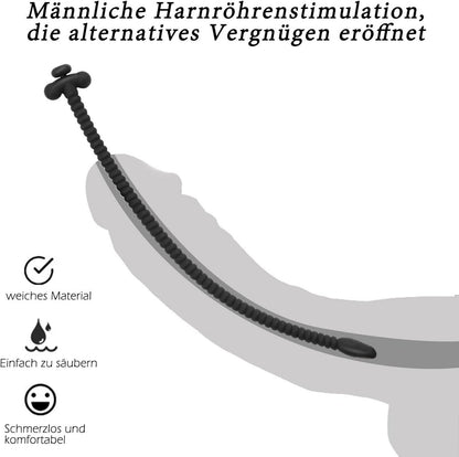 Silikon Dilator Harnröhre Penis Plug 3 Größen SM Spielzeug 7mm Schwarz