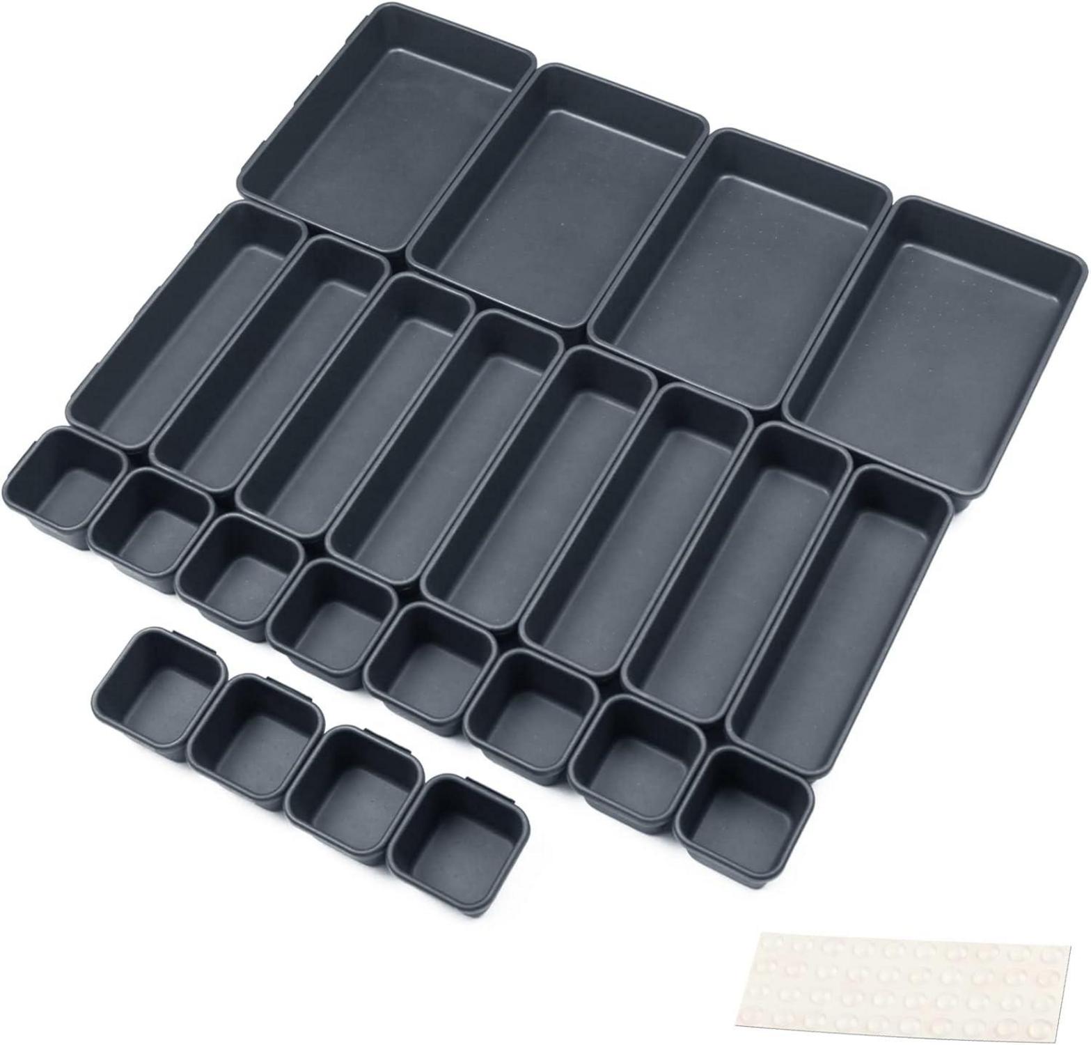Schubladen Organizer Trennsystem 24 Fächer Schwarz Set