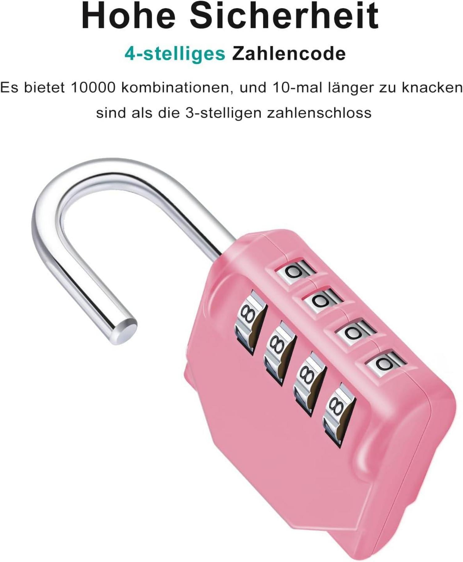 ZHEGE Zahlenschloss 4 Stellig Vorhängeschloss Zifferncode