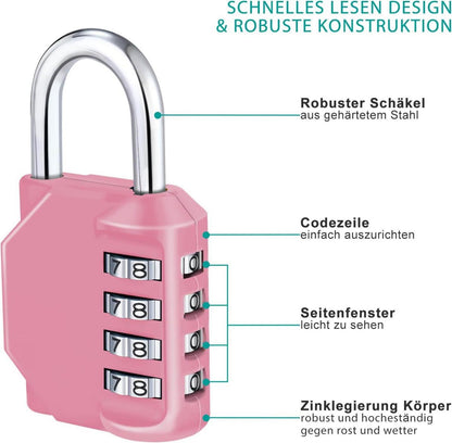 ZHEGE Zahlenschloss 4 Stellig Vorhängeschloss Fitnessstudio