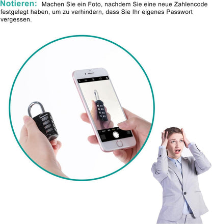 ZHEGE Zahlenschloss 4 Stellig Wetterfest für Fitnessstudio Tür Rosa