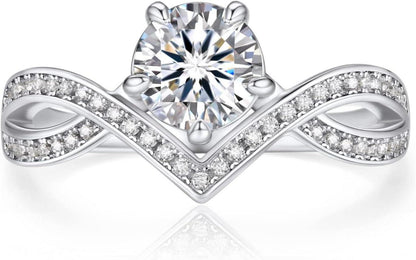 MomentWish Moissanite Verlobungsring Damen Silber 925 1 Karat