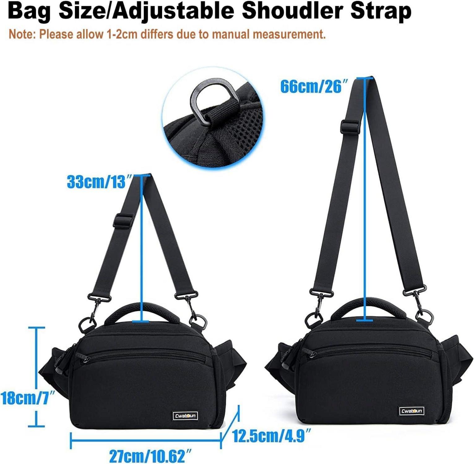 Kameratasche Gürteltasche Foto Umhängetasche Wasserdicht für DSLR/SLR Kamera, Schwarz