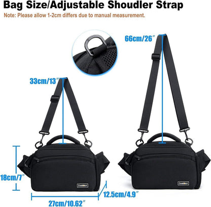 Kameratasche Gürteltasche Foto Umhängetasche Wasserdicht für DSLR/SLR Kamera, Schwarz