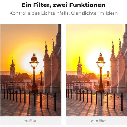 52mm Black Mist 1/4 & Variable ND2-ND400 2-in-1 Filter