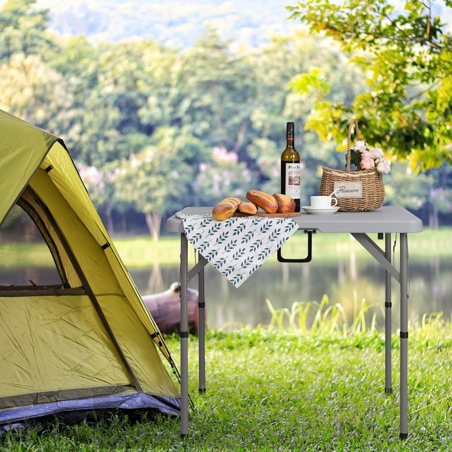 Klapptisch 87cm Grau Quadratisch Campingtisch Klappbar