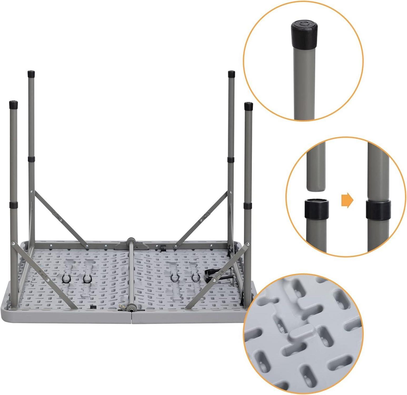 Quadratischer Klapptisch 87cm Camping Gartentisch Balkon BBQ Party Grau