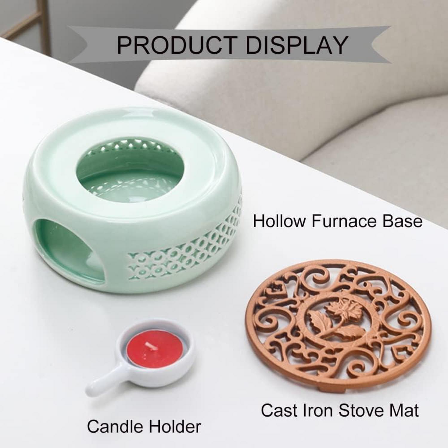 Stövchen Keramik Teewärmer Teelichthalter Herdmatte Kaffeewärmer für Tee Kaffee
