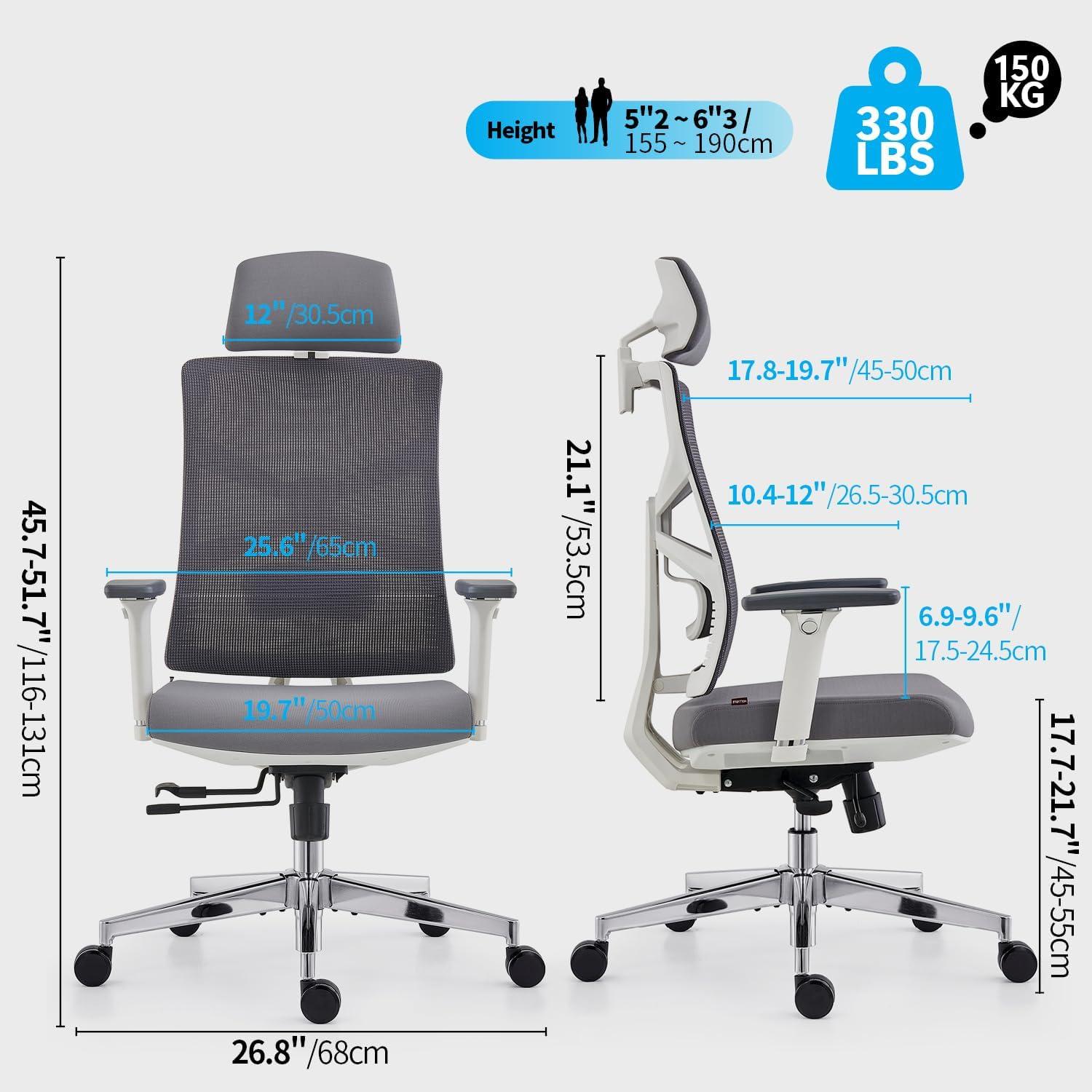 Ergonomischer Bürostuhl mit Adaptiver Rückenlehne und 4D