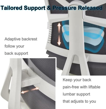 Ergonomischer Bürostuhl mit Adaptiver Rückenlehne 4D Armlehnen