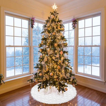 Weihnachtsbaum-Rock Luxus-Kunstpelz 36 Zoll Weiß Deko Plüsch-Baum-Rock