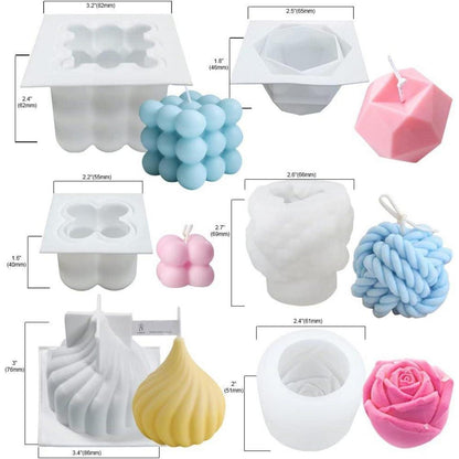 6Pcs Kerzenformen Zum Gießen Kerzen Formen Silikon DIY Kit