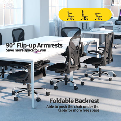 Ergonomischer Bürostuhl Schwarz mit 52 cm Sitz und Klappfunktion