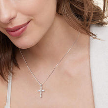 Kreuz Kette Moissanite Zirkonia Anhänger 14K Gold Weißgold