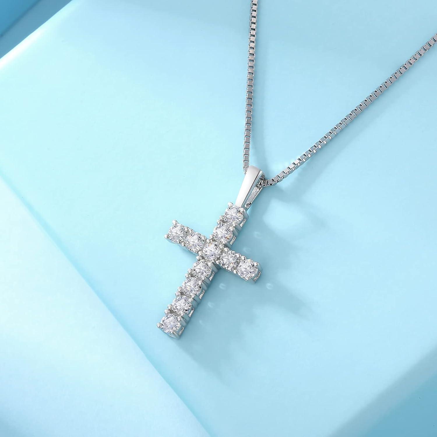Moissanit Kreuz Anhänger Kette Venezianierkette 925 Silber