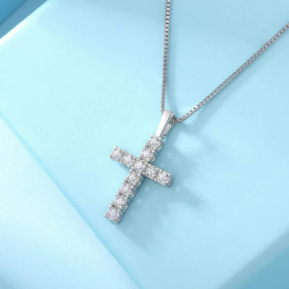 Moissanit Kreuz Anhänger Kette Venezianierkette 925 Silber