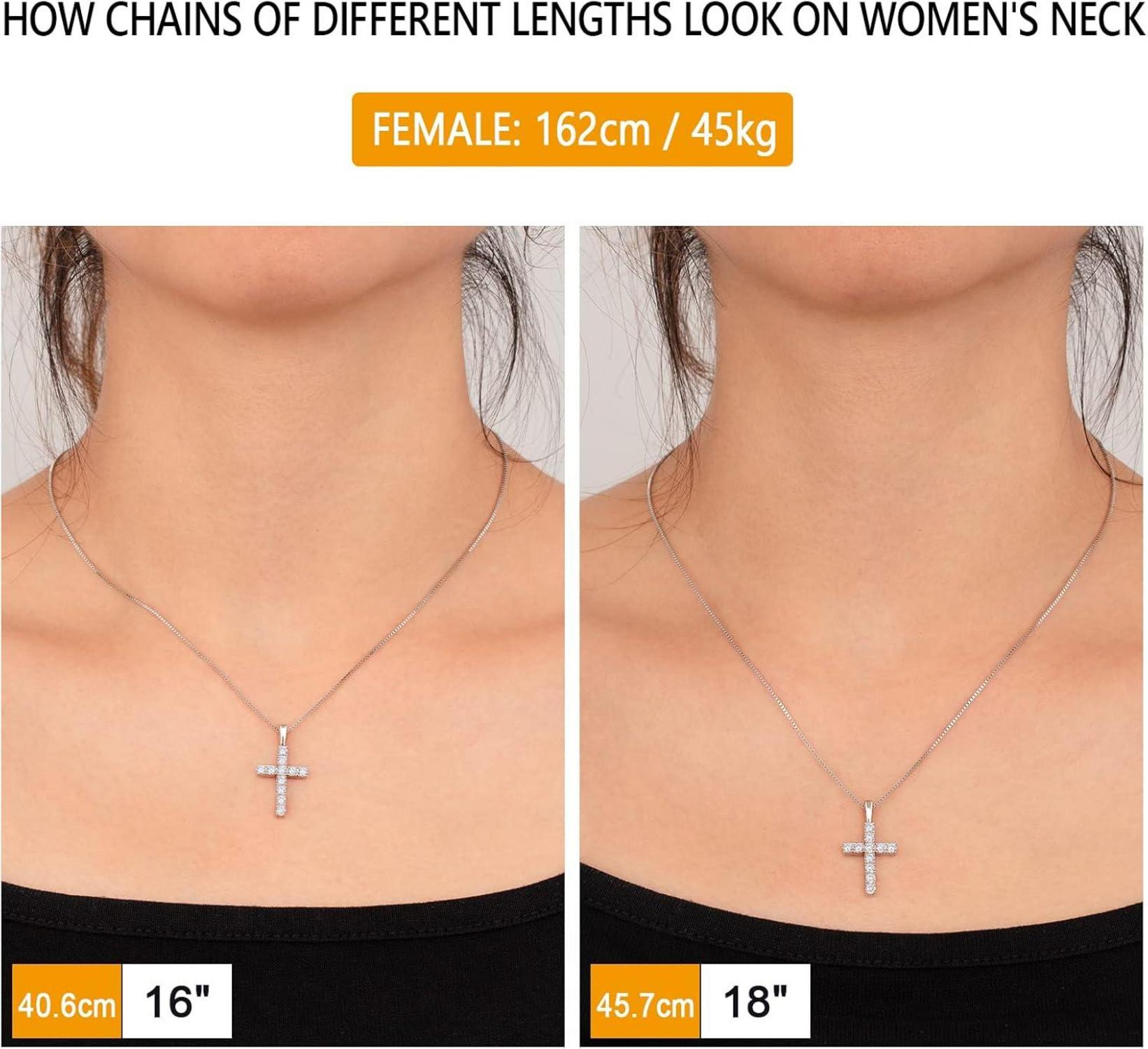 Kreuz Anhänger Halskette Moissanite Zirkonia Diamant 14K Gold Weißgold plattiert 41-56cm