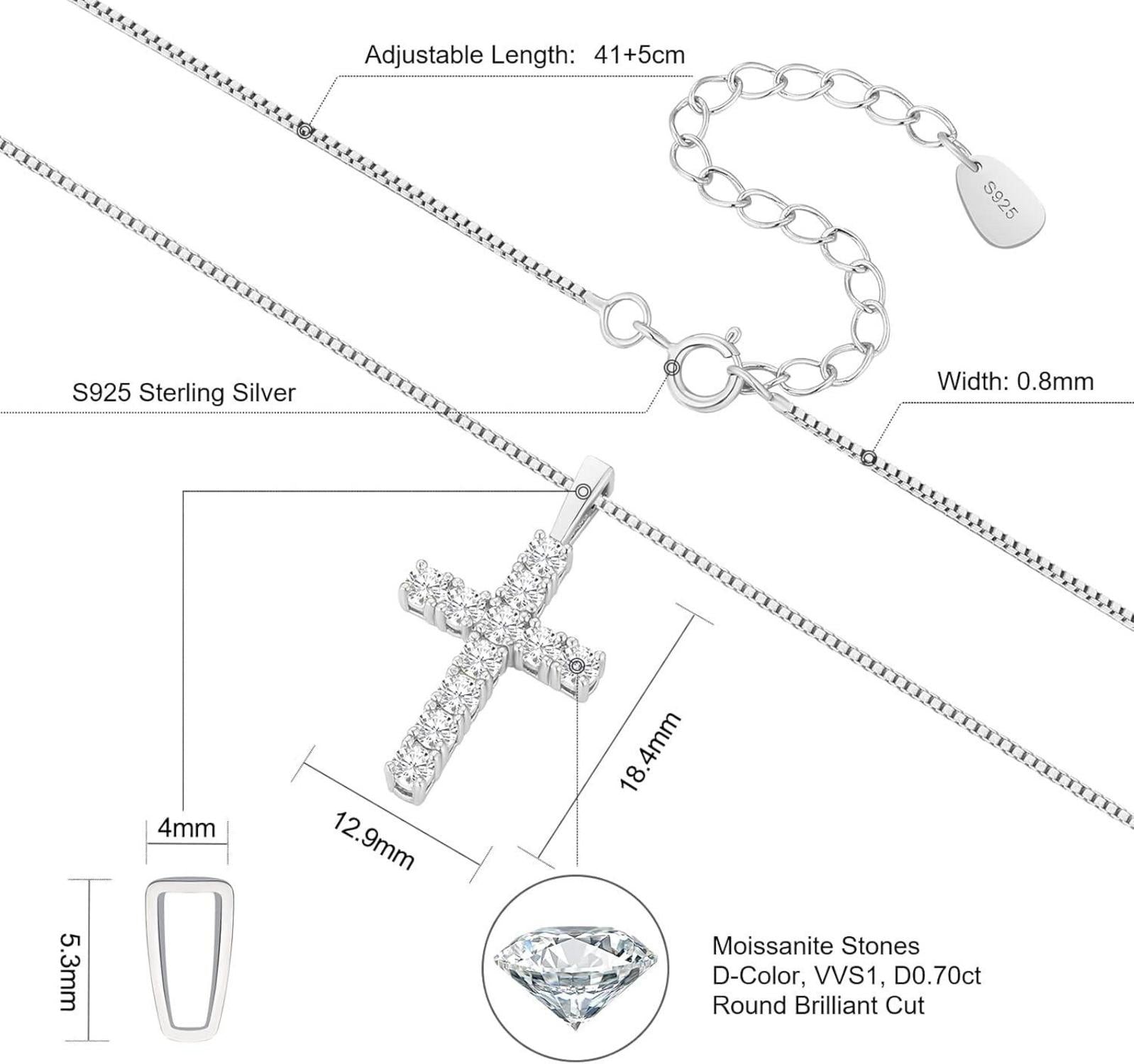 Iced Out Kreuz Anhänger Kette 14K Gold/Weißgold Moissanite 0.66ct 41/46/51/56cm