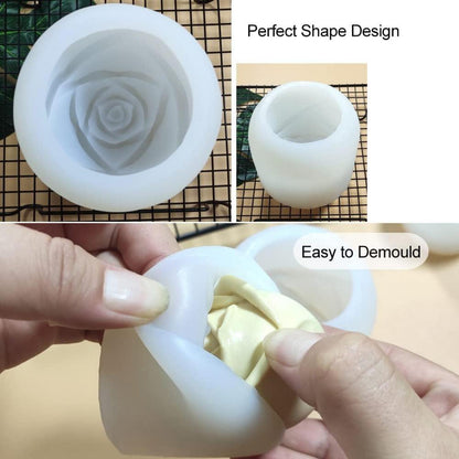 2Pcs Blume Silikonform Kerzen DIY Set - Rosen Pfingstrosen