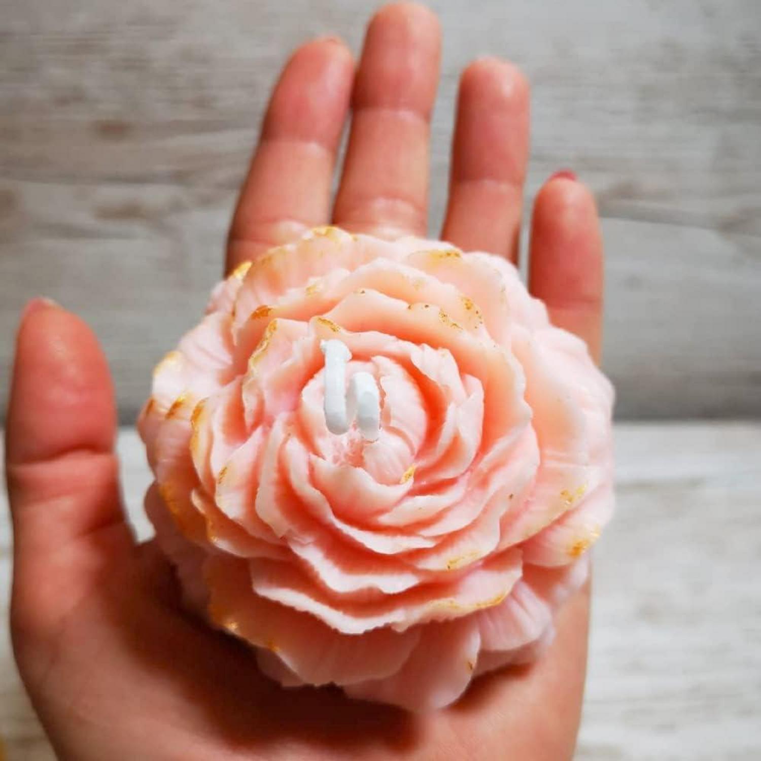 3D Blume Silikon Kerzen Gießformen Set Rose Pfingstrose DIY Kit
