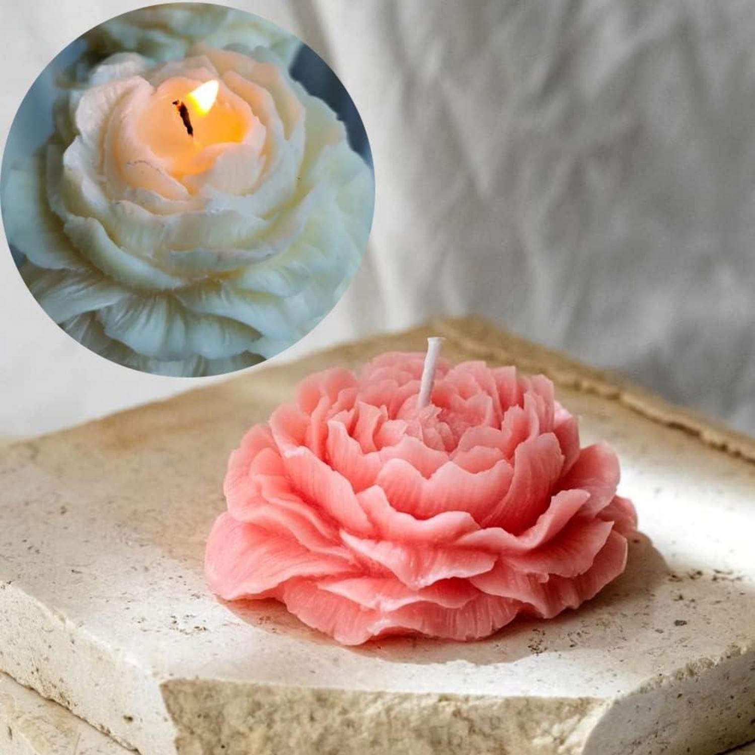 Silikonformen Kerzen Set, 3D DIY Blume Rosen Pfingstrosen Gießformen