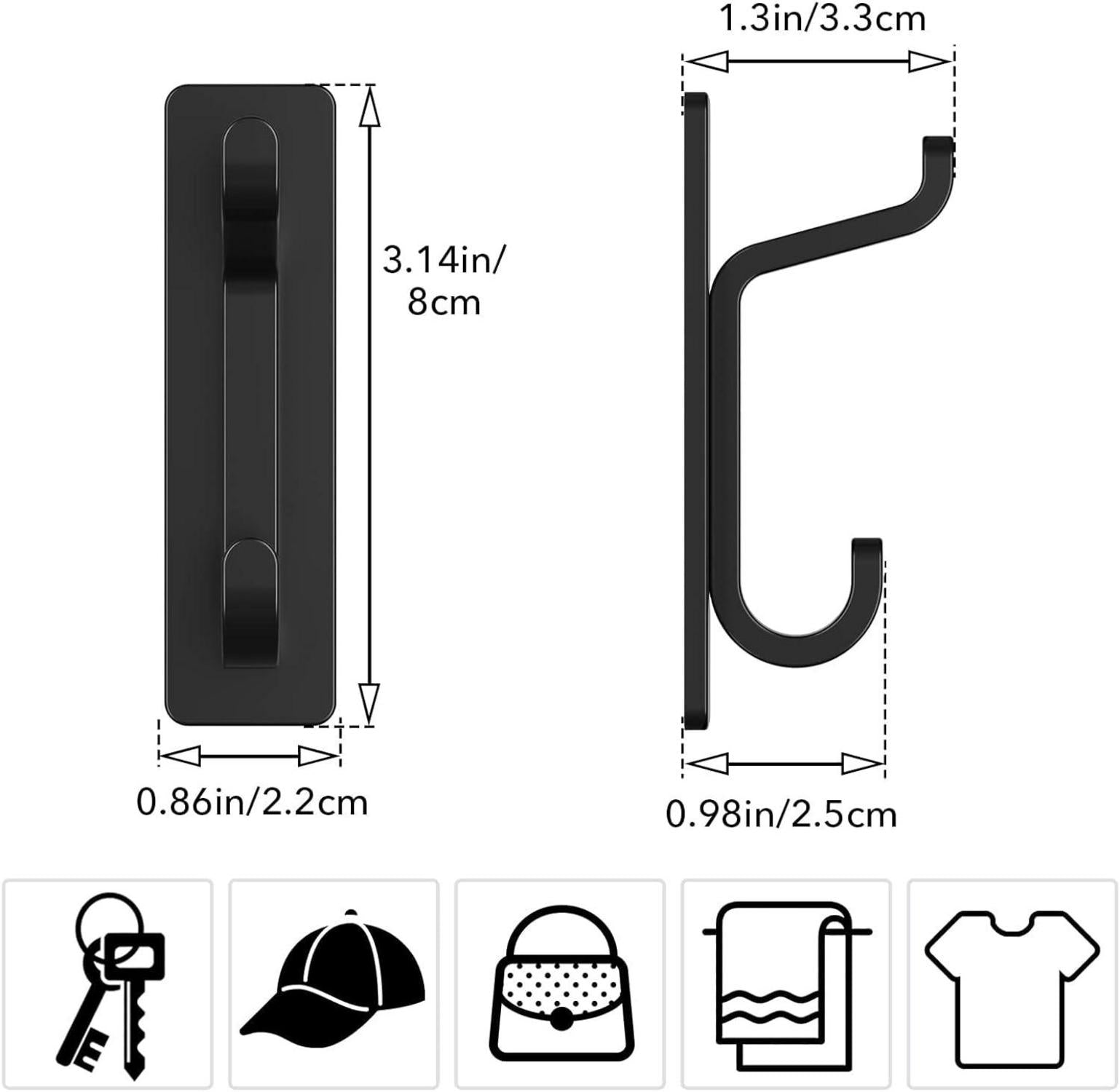 Klebehaken Ultra Stark Schwarz Matt 6kg Tragkraft 4er Set