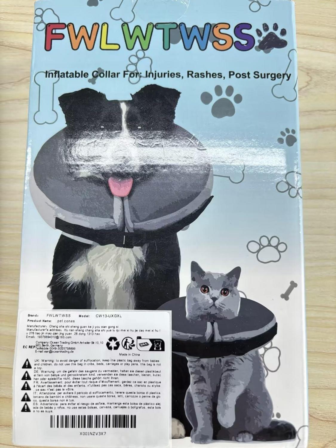 Aufblasbare Halskrause Hund Katze Leckschutz XL Pink