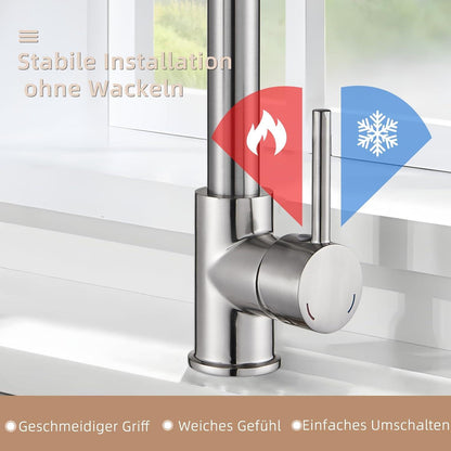 Hochdruck Küchenarmatur mit ausziehbarer Brause, 360° schwenkbar