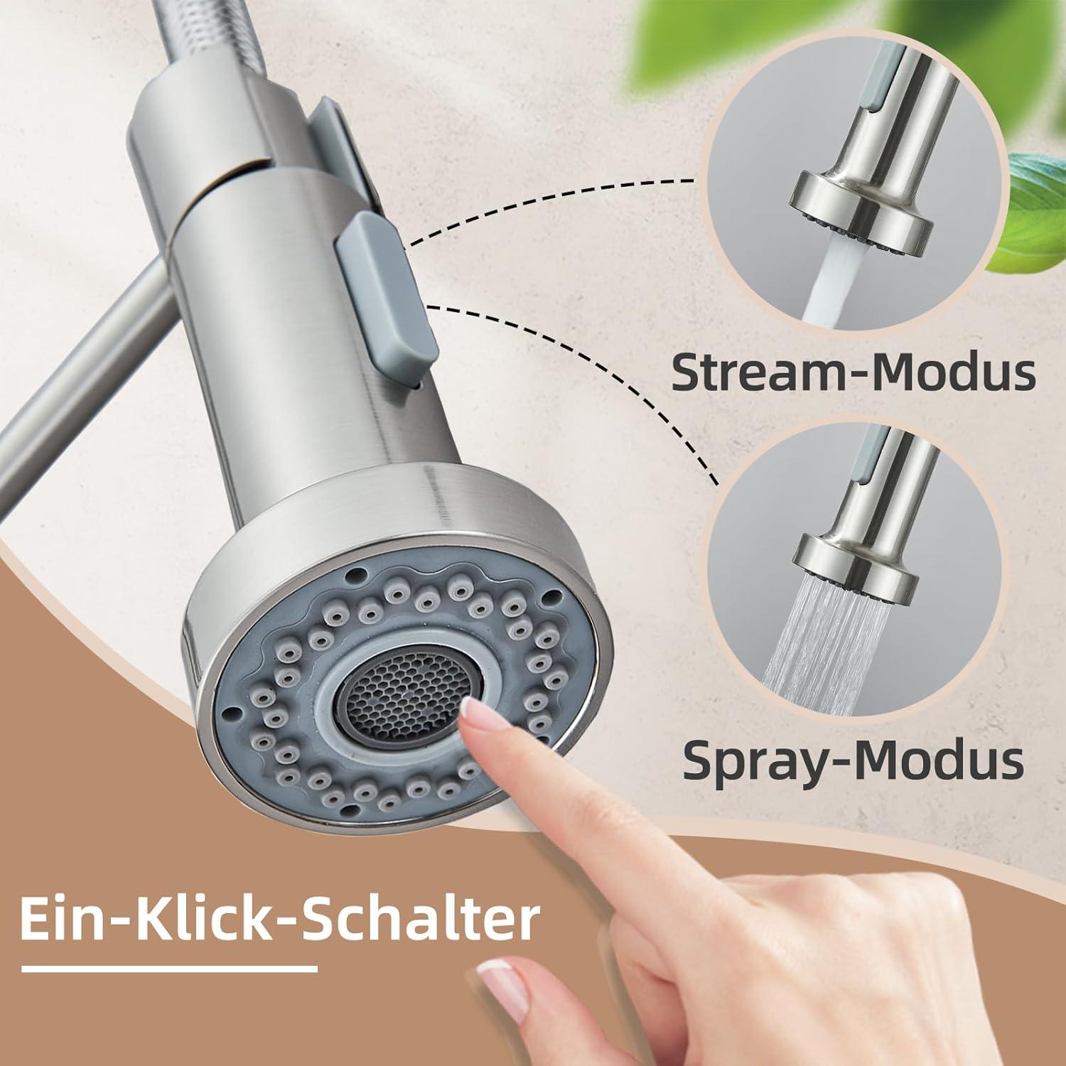 Hochdruck Küchenarmatur ausziehbar | 360° Schwenkbar Mischbatterie Küche