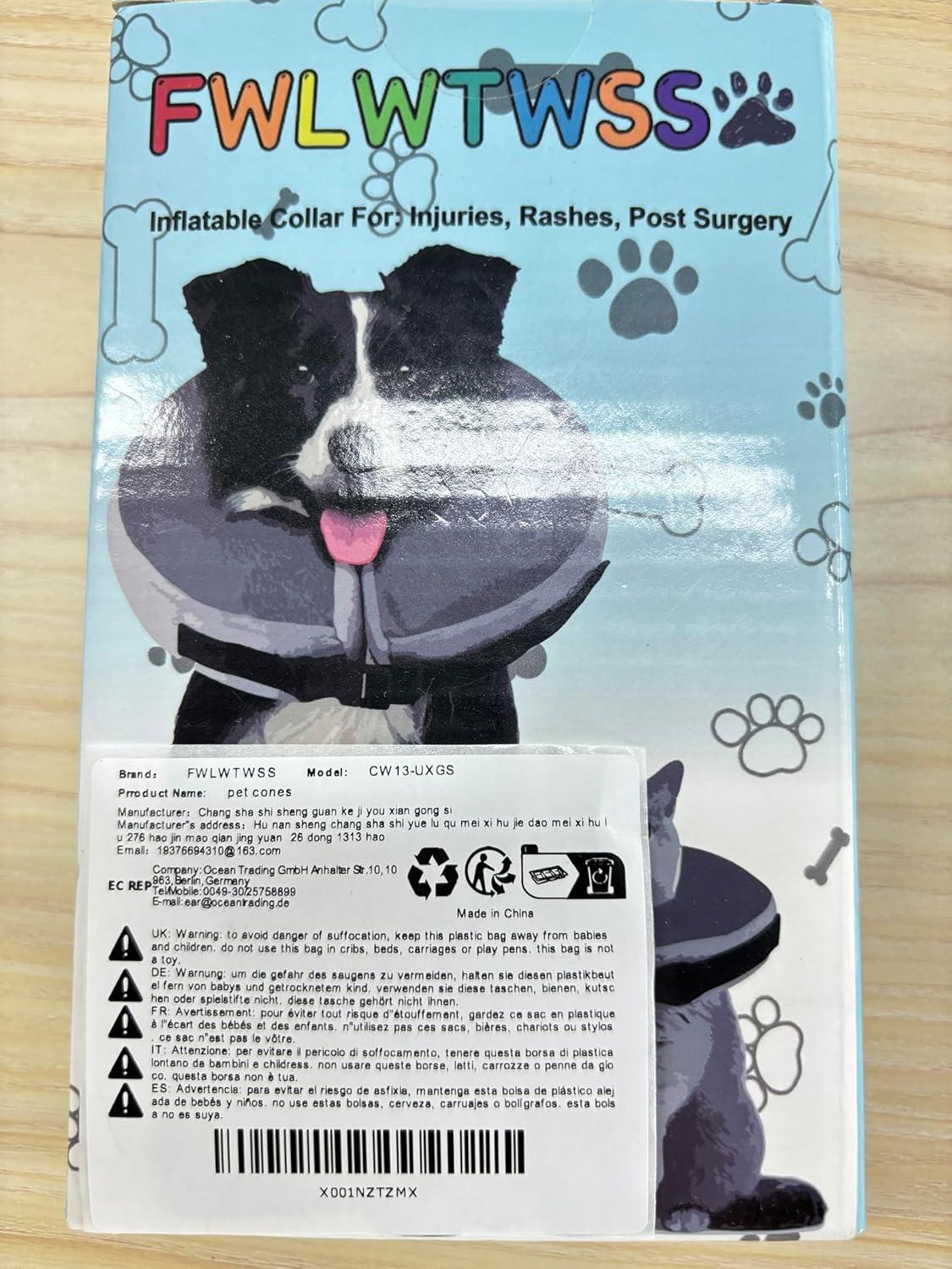 Aufblasbare Halskrause Hund & Katze Leckschutz, Verstellbar S 12.7-20.3cm