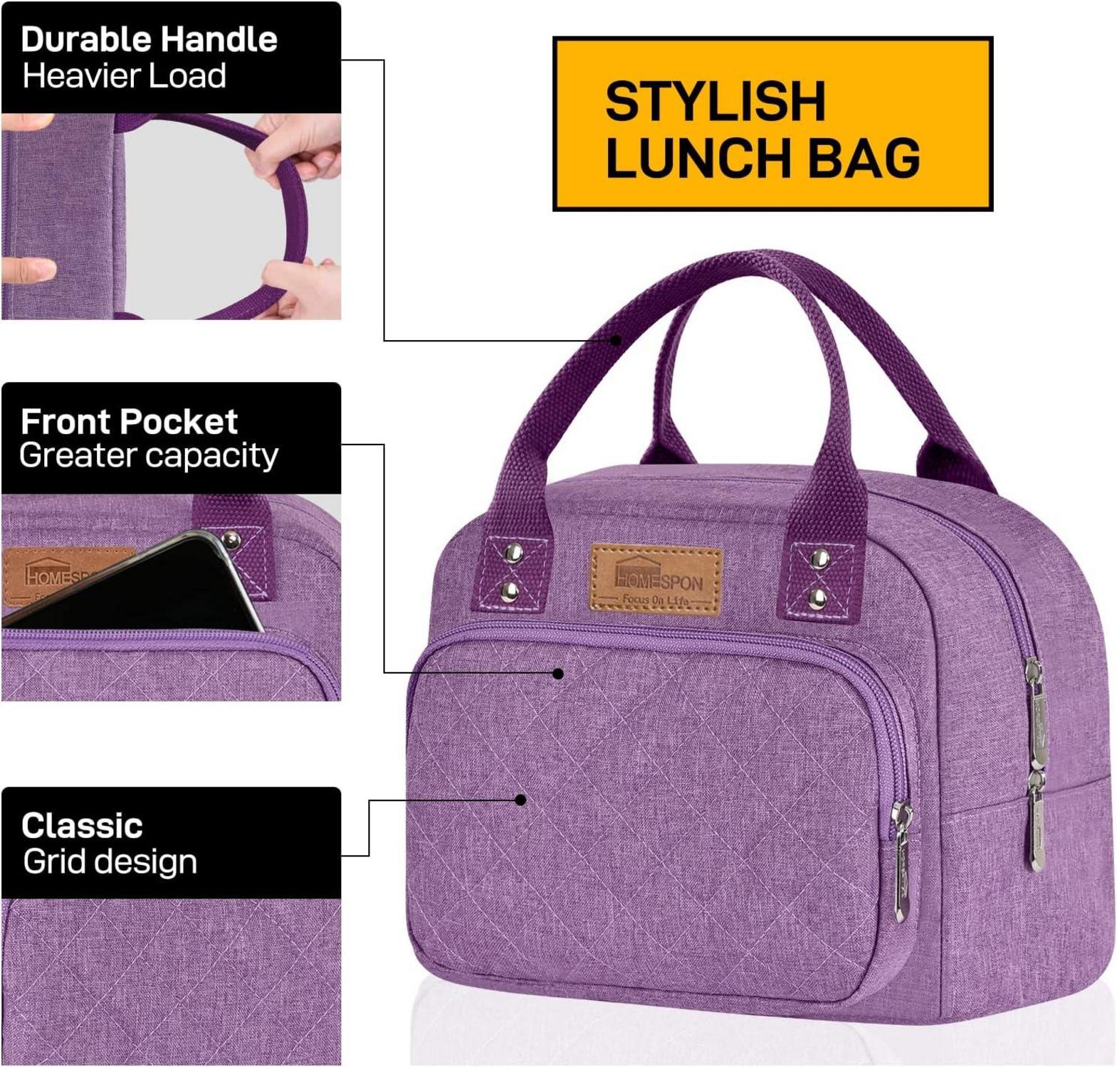 Isolierte Lunchtasche Kühltasche Lunchbox Behälter lila 27x21cm