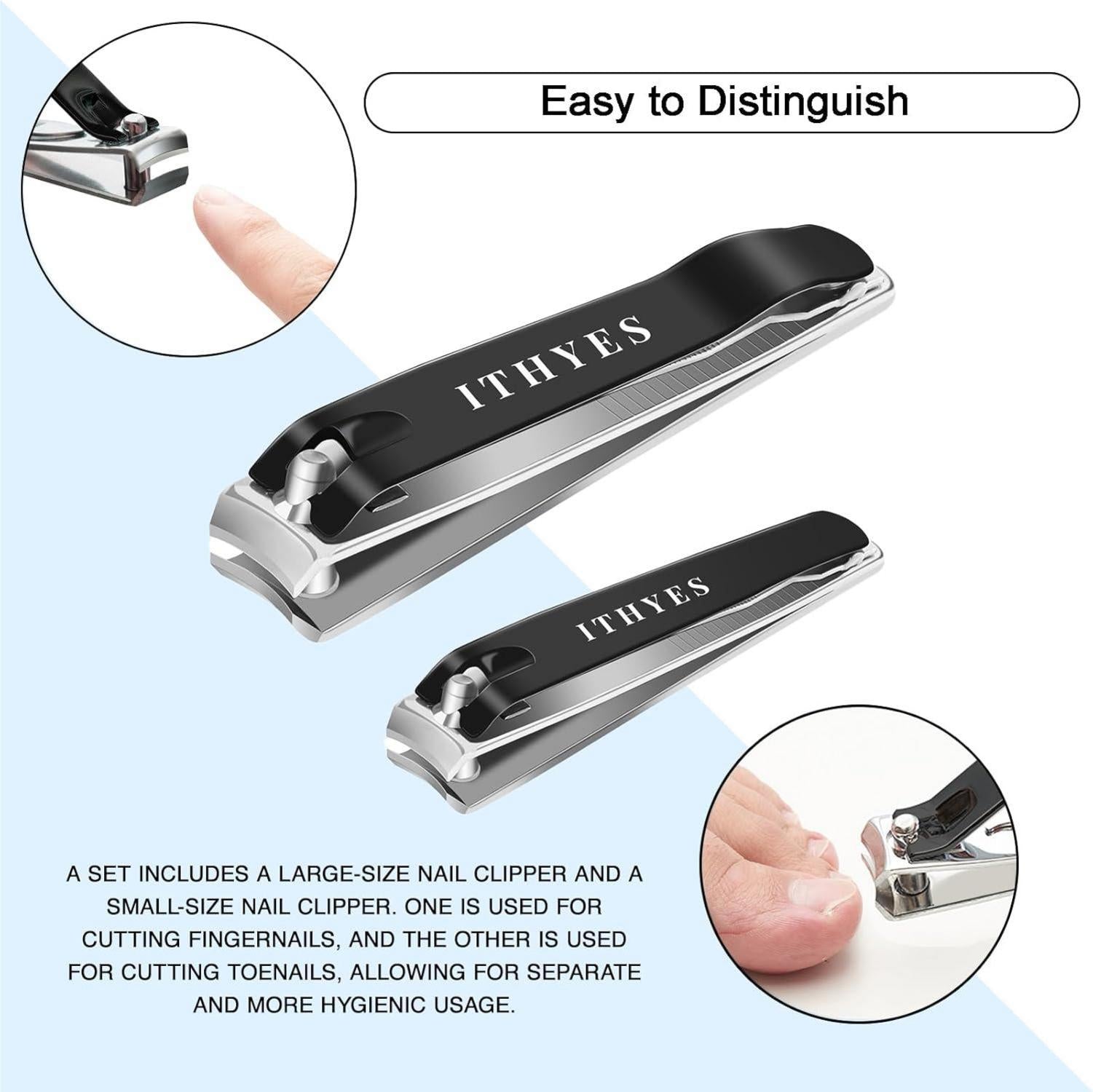 Ithyes Nagelknipser Set 2 Stück Edelstahl dicke Nägel Maniküre Fuß Herren