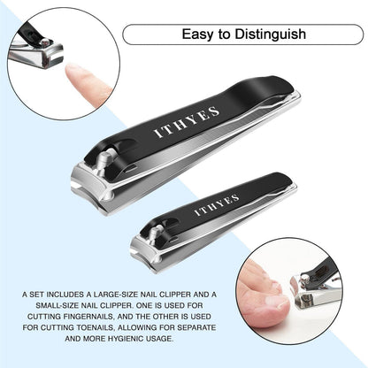 Ithyes Nagelknipser Set 2 Stück Edelstahl dicke Nägel Maniküre Fuß Herren
