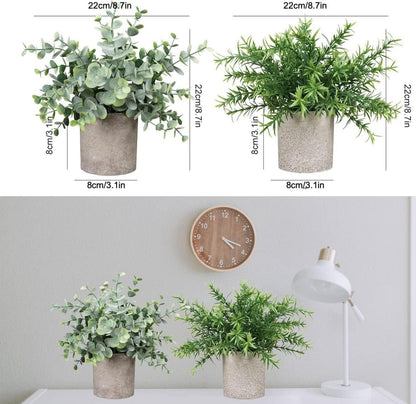 Kunstpflanzen Set 5er Topf Sukkulenten Rosmarin Eukalyptus