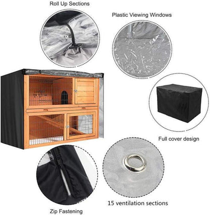 Wasserdichte Kaninchenstall Abdeckung, Schwarz, 210D Oxford Tuch