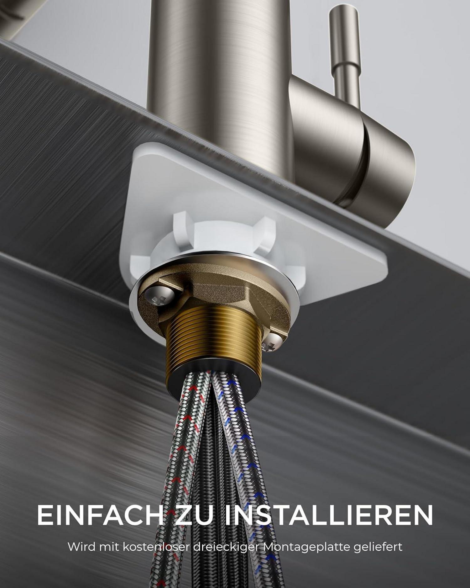 Moderne Hochdruck Küchenarmatur mit ausziehbarer Brause - Edelstahl