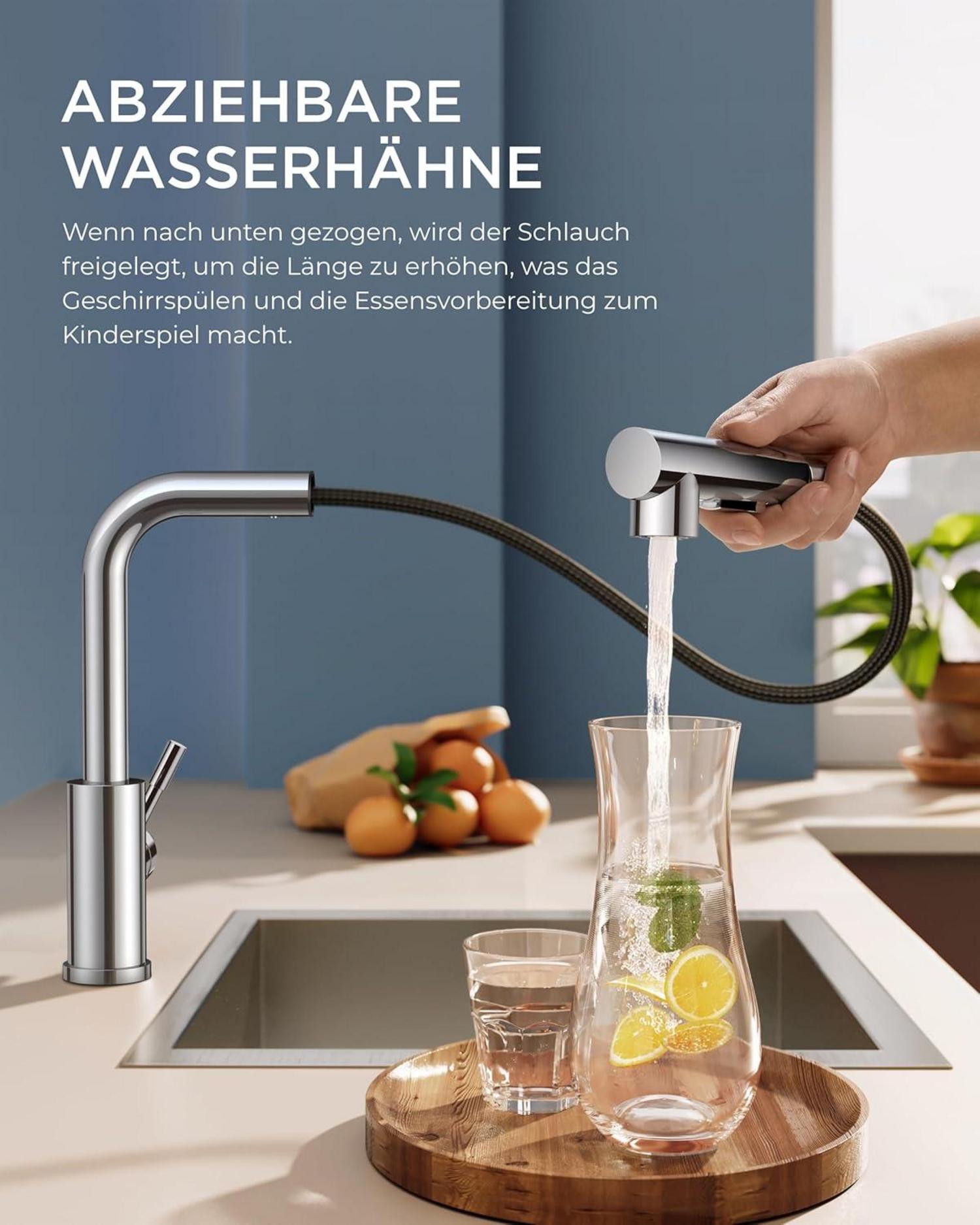 FORIOUS Wasserhahn Küche mit Brause, Ausziehbar