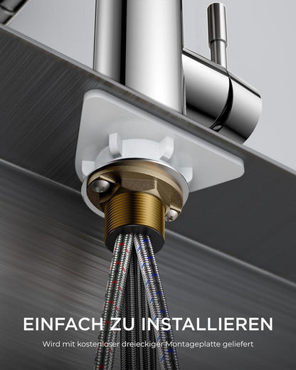 Hochdruck Küchenarmatur mit Brause - Ausziehbar, 360° Schwenkbar