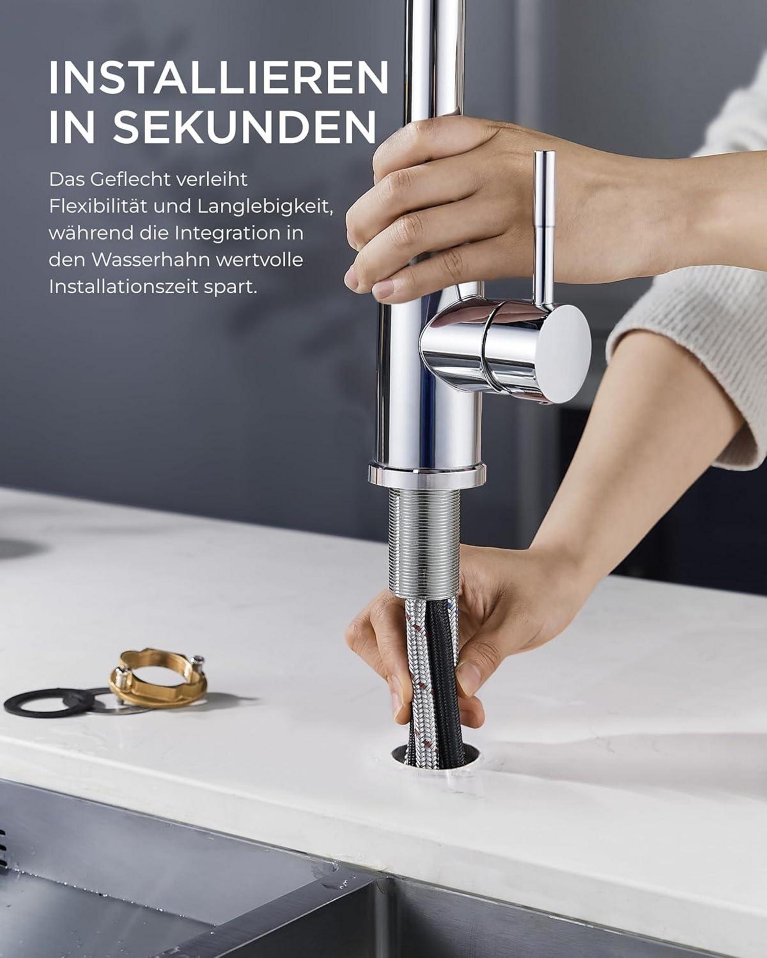 Wasserhahn Küche Hochdruck mit Brause Ausziehbar Mischbatterie