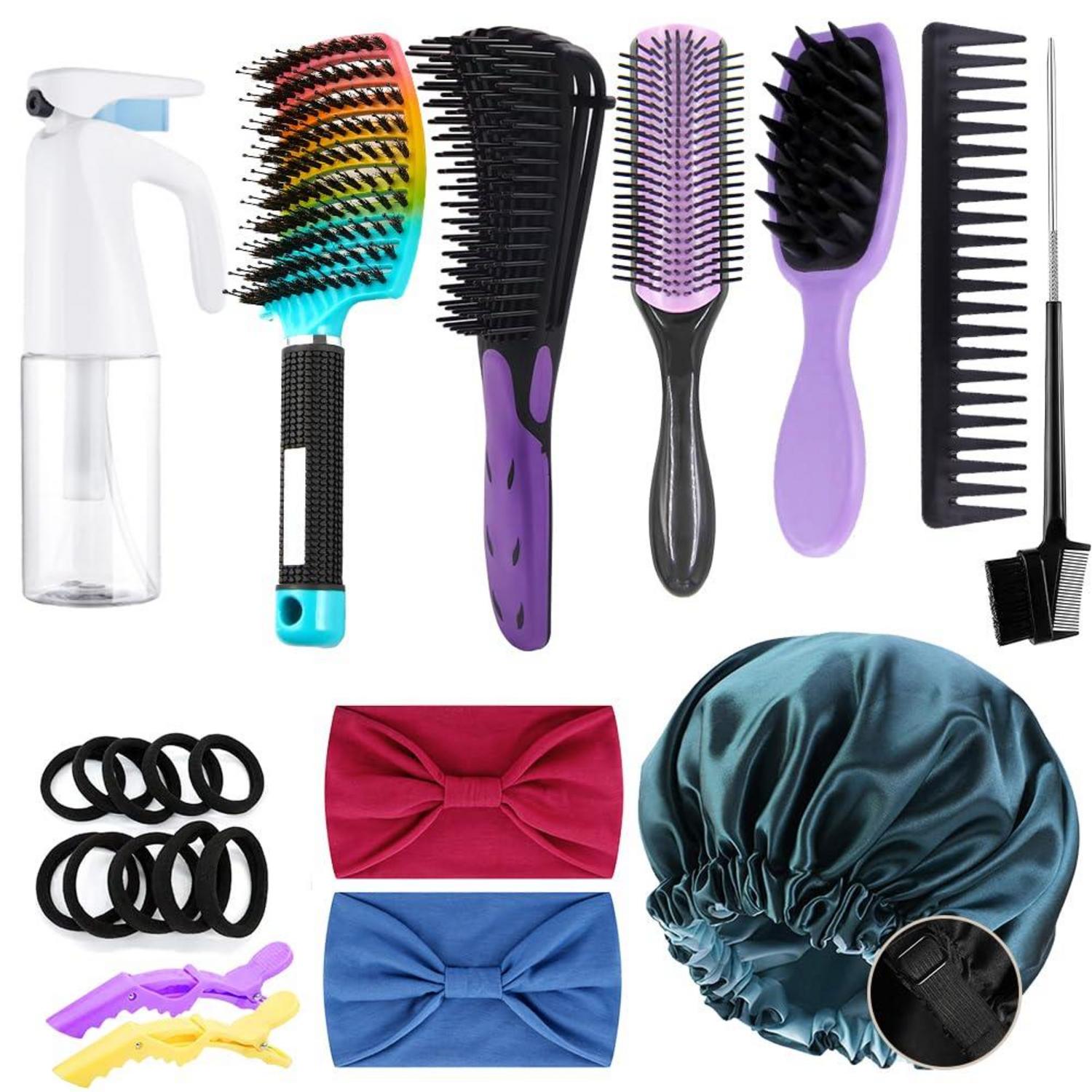 Detangle Haarbürste Set für Naturhaar Afro Haare mit Sprühflaschen