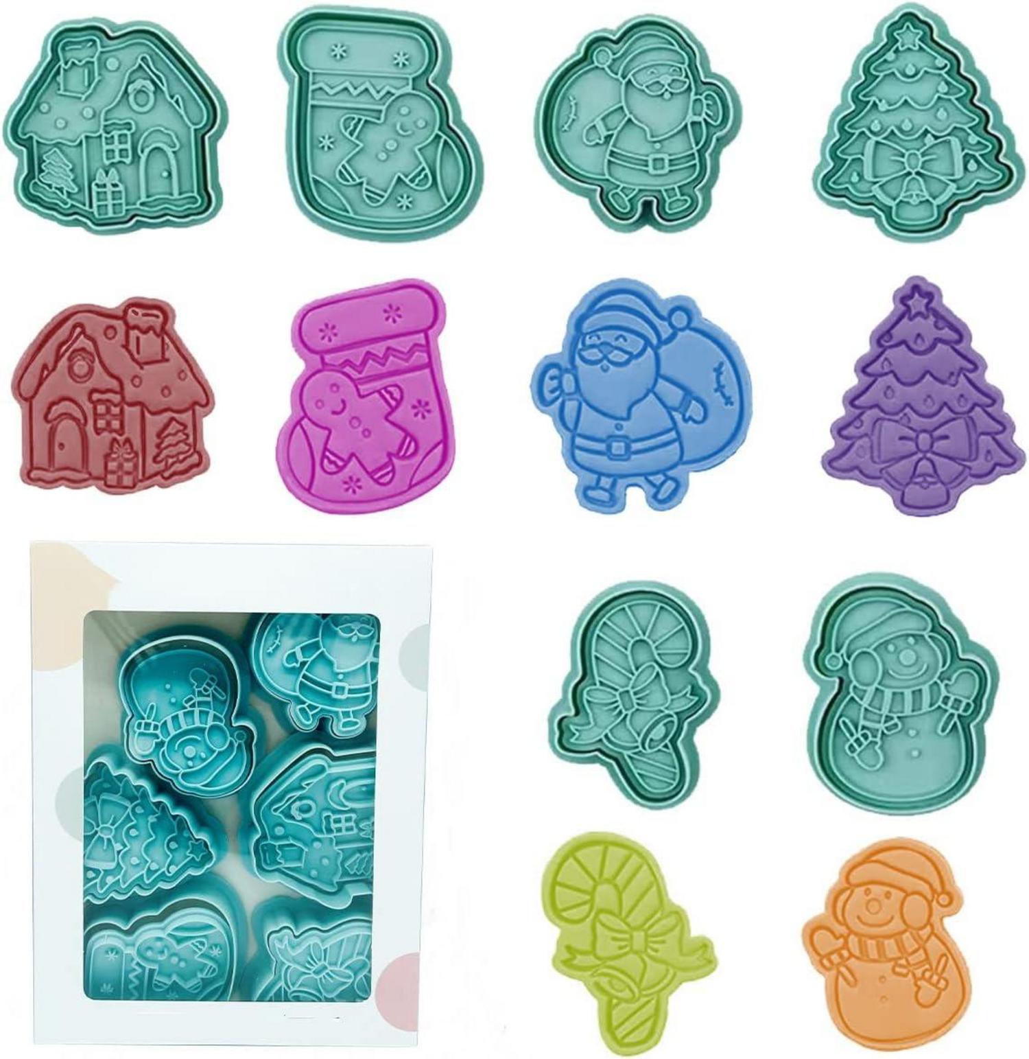 Ausstechformen Weihnachten 6-teiliges Set 3D Kunststoff Keksausstecher