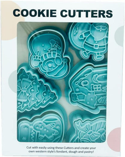 6er Set Weihnachts Ausstechformen 3D Kunststoff Keksausstecher Plätzchen