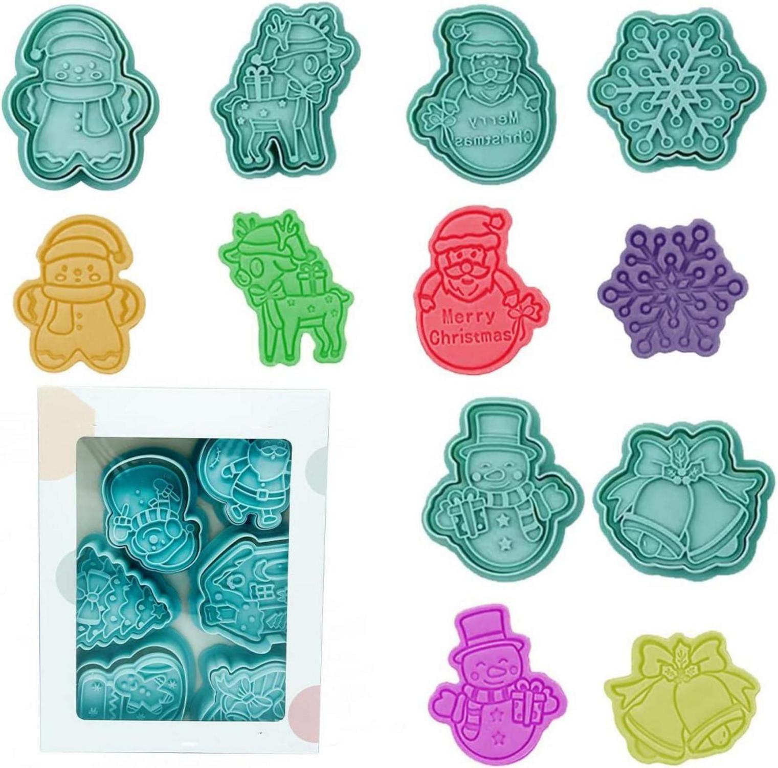 6er Set Weihnachts Ausstechformen 3D Kunststoff Plätzchen Keksformen