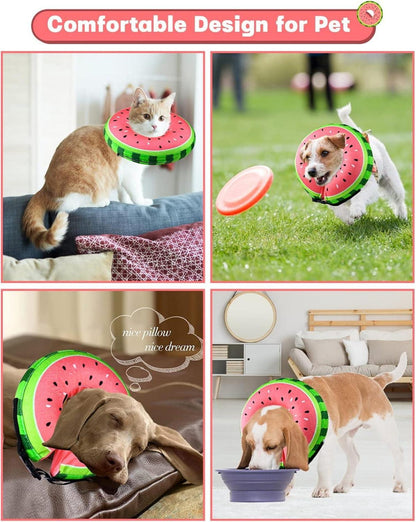 Aufblasbare Halskrause Hund Katze Leckschutz Genesung Operation M 20.3cm-30.5cm