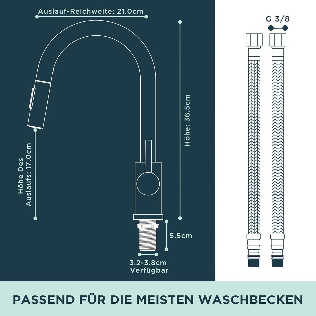 Küchenarmatur mit ausziehbarer Brause, gebürstetes Gold