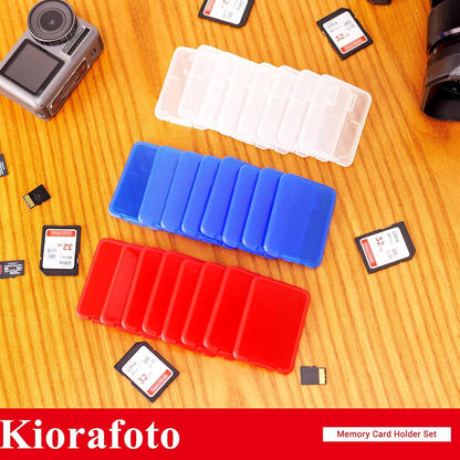 Kiorafoto 24-teilige SD & Micro SD Speicherkarten Aufbewahrung Hülle Transparent - 3 Farben