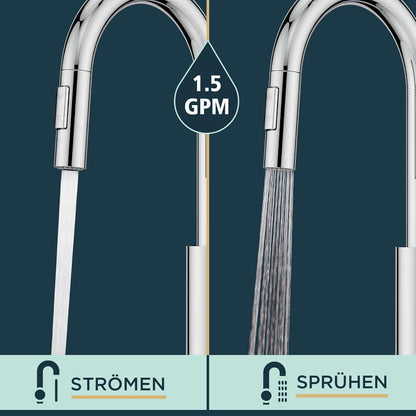 Moderne FORIOUS Küchenarmatur mit ausziehbarer Brause - Chrom