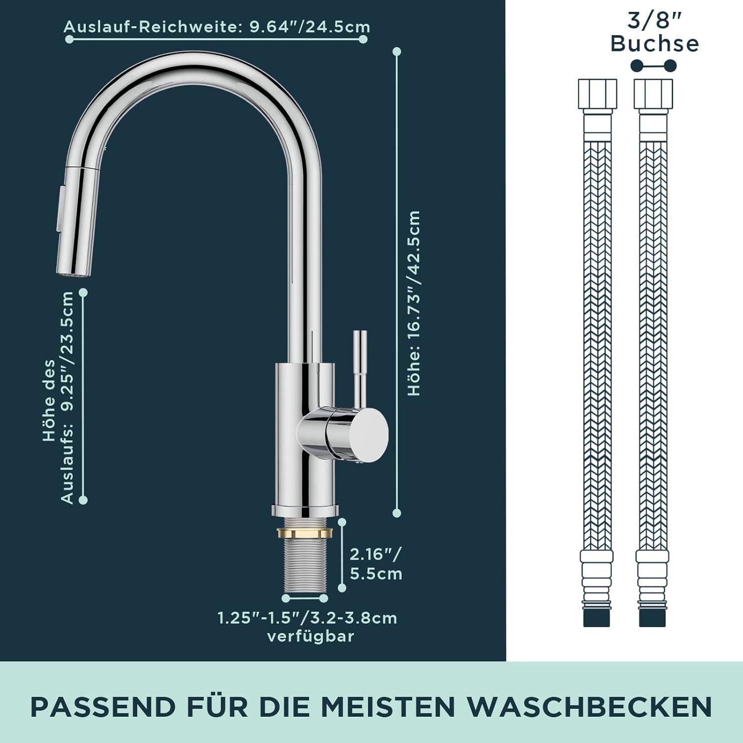 Wasserhahn Küche Hoher Bogen mit Herausziehbarer Brause
